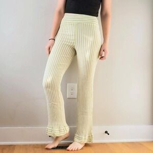 Billabong Daybreak Boho Surfer Green White Striped Women's Cover Up Beach pants